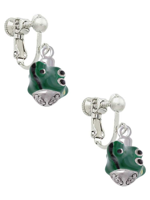 Enamel Alligator Spinner Clip On Earrings