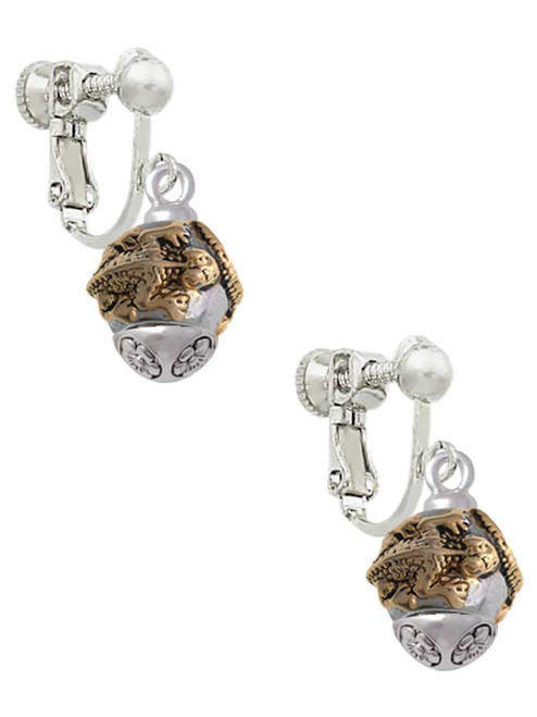 Gold Tone Lizards on Silver Tone Band - Im. Rhodium and Gold Tone Spinner Clip On Earrings