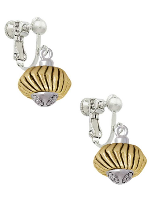 Large Angled Rope Gold Tone Spinner Clip On Earrings