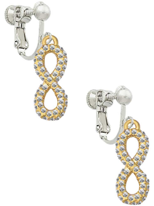 Crystal Gold Tone Infinity Sign Clip On Earrings