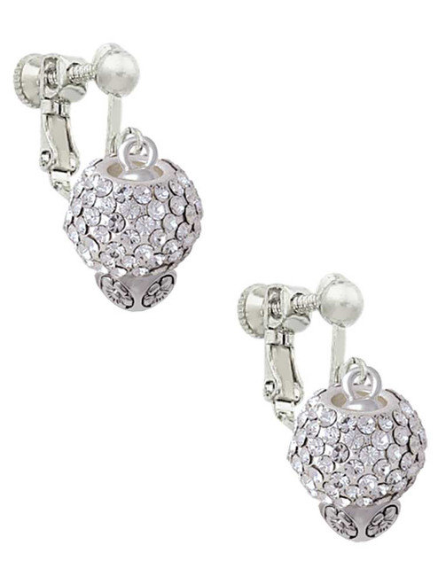 Clear Crystal Sparkle Spinner Clip On Earrings