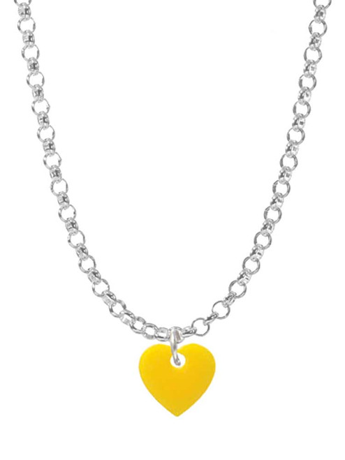 Acrylic 5/16" Yellow Heart Charm Necklace