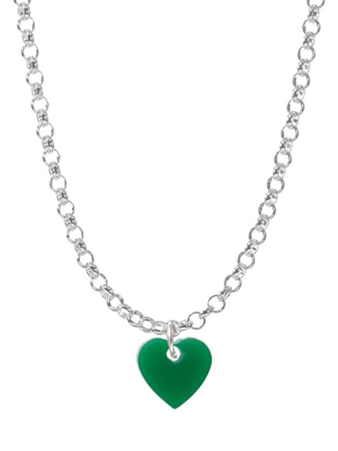 Acrylic 5/16" Green Heart Charm Necklace