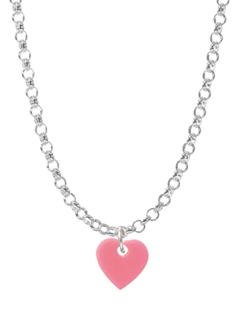 Acrylic 5/16" Pink Heart Charm Necklace