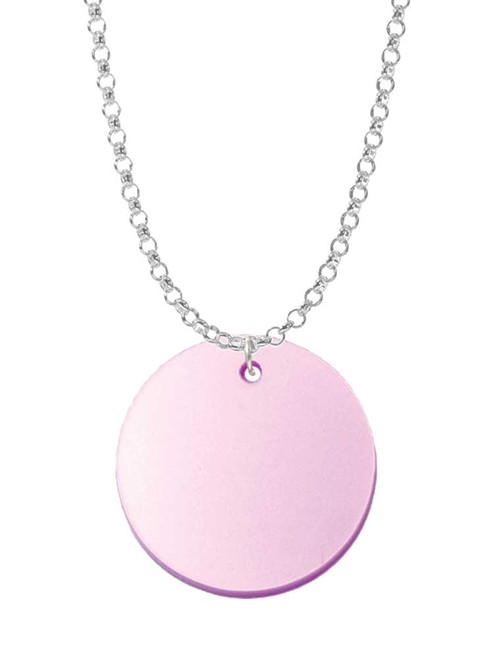 Acrylic 1" Disc Light Purple Imitation Pearl Charm Necklace