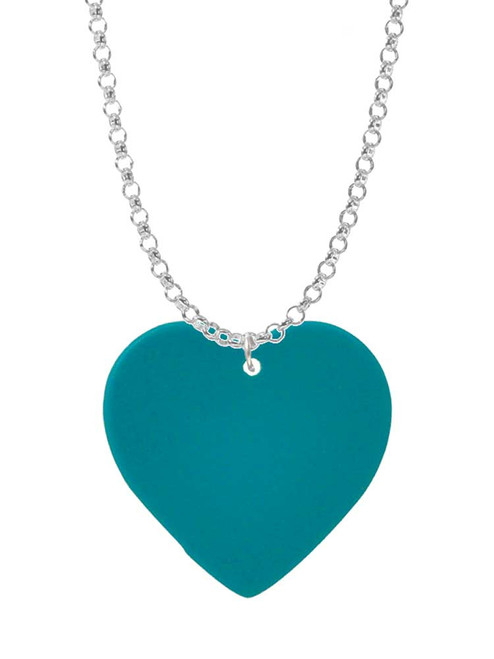 Acrylic 1" Teal Heart Charm Necklace