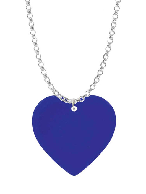 Acrylic 1" Royal Blue Heart Charm Necklace