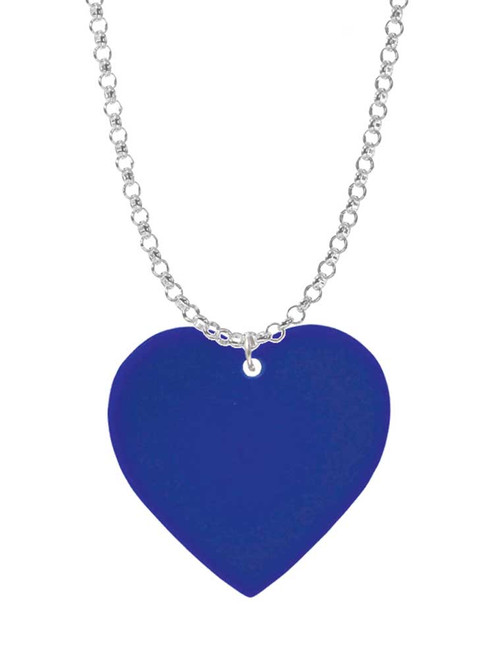 Acrylic 1" Navy Blue Heart Charm Necklace