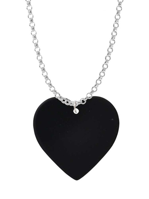 Acrylic 1" Black Heart Charm Necklace