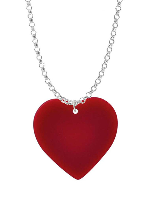 Acrylic 1" Maroon Heart Charm Necklace