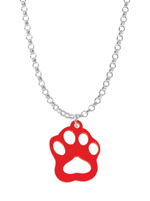 Acrylic Small Paw Red Charm Necklace