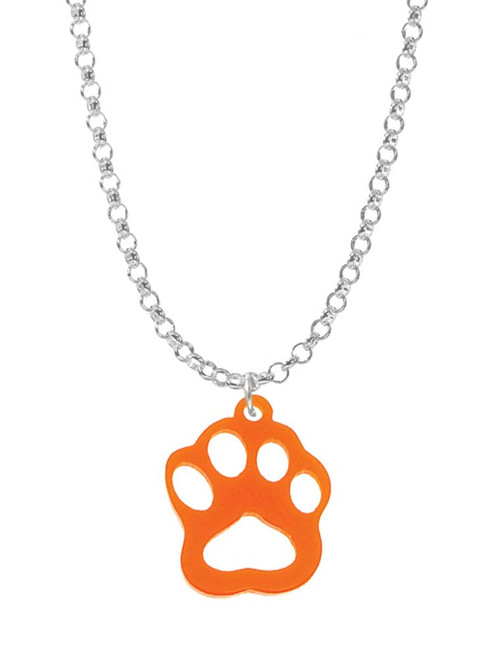 Acrylic Small Paw Orange Charm Necklace