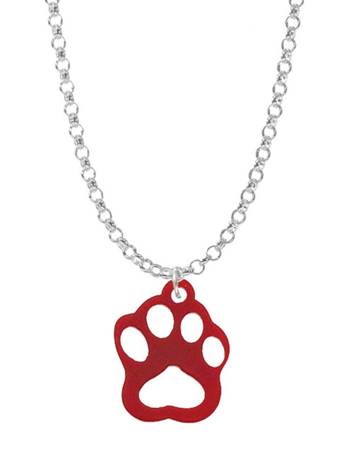 Acrylic Small Paw Maroon Charm Necklace
