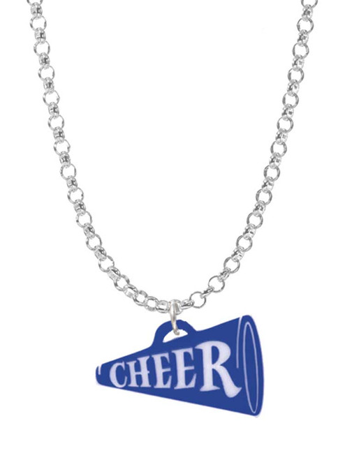 Acrylic 3/4" Royal Blue Cheer Megaphone Charm Necklace