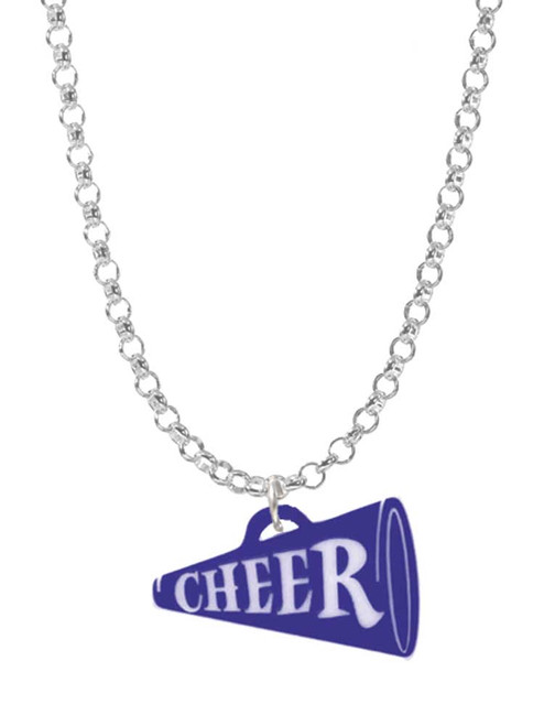 Acrylic 3/4" Navy Cheer Megaphone Charm Necklace