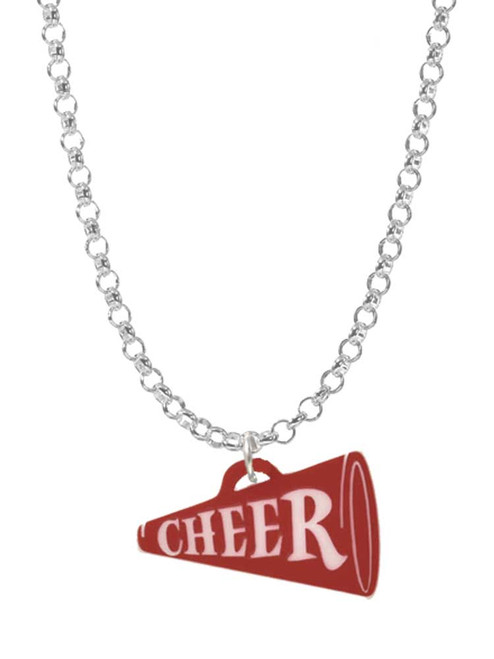 Acrylic 3/4" Maroon Cheer Megaphone Charm Necklace