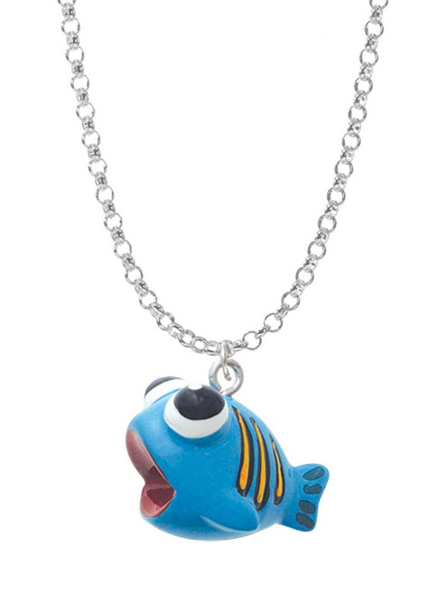 Resin Blue Fish with Orange Stripes Charm Necklace