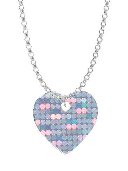 Acrylic Small Hologram Heart Charm Necklace
