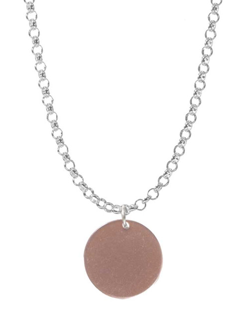 Acrylic 1/2" Disc Rose Gold Tone Charm Necklace
