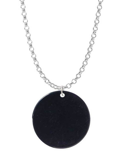 Acrylic 7/8" Disc Black Charm Necklace