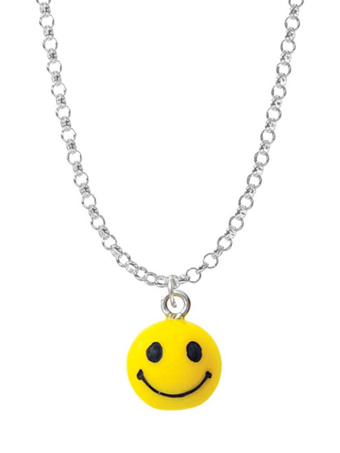 Resin Small 3-D Happy Face Charm Necklace