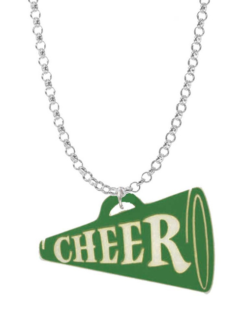 Acrylic 1.25" Green Cheer Megaphone Charm Necklace