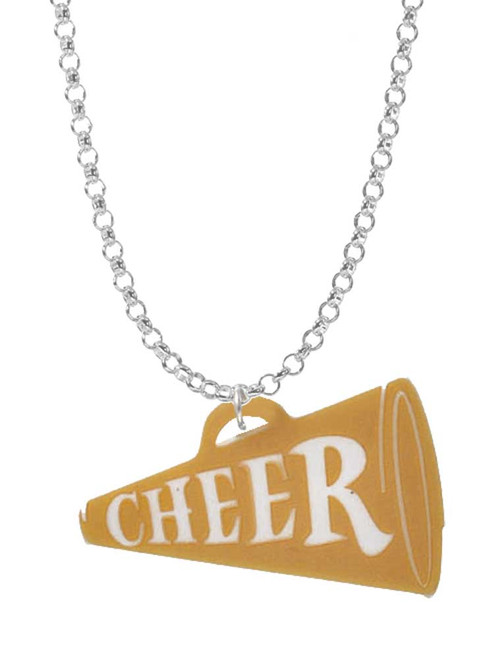 Acrylic 1.25" Gold Tone Cheer Megaphone Charm Necklace