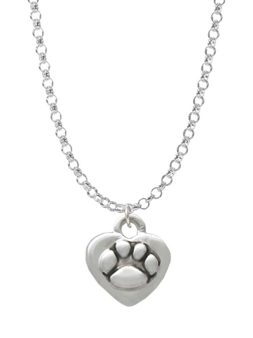 Mini Heart with Paw Charm Necklace