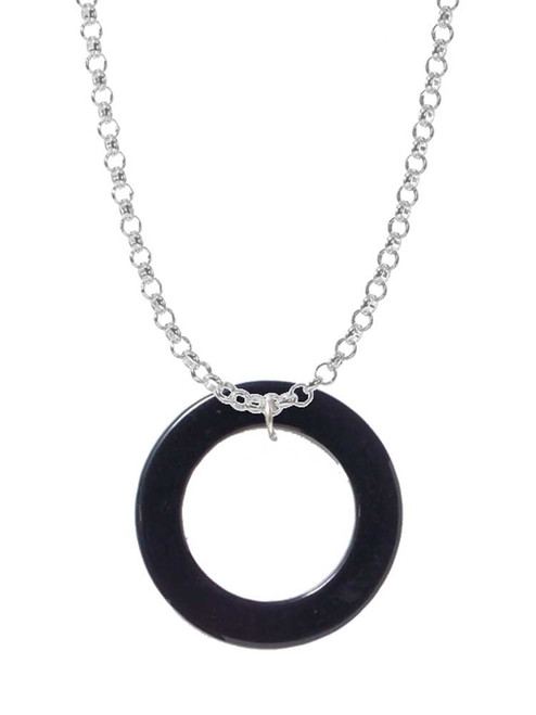 Acrylic 7/8" Ring Black Charm Necklace