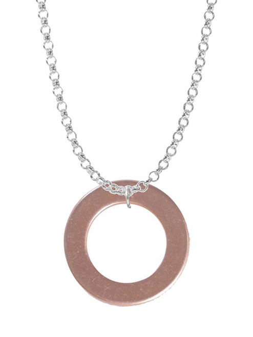 Acrylic 7/8" Ring Rose Gold Tone Charm Necklace