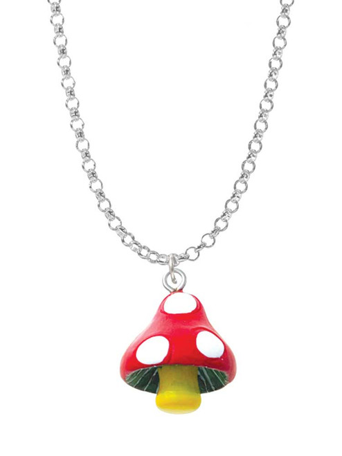 Resin Red Spotted Mushroom Charm Necklace