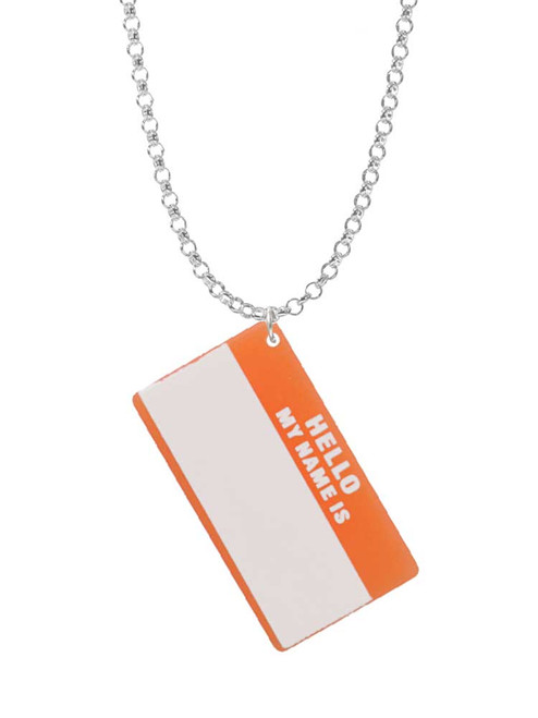 Acrylic Orange "Hello" Name Tag Charm Necklace