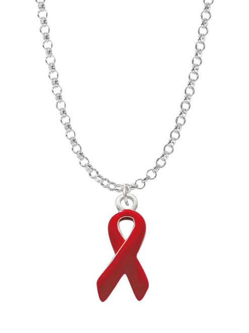 Red Ribbon Charm Necklace