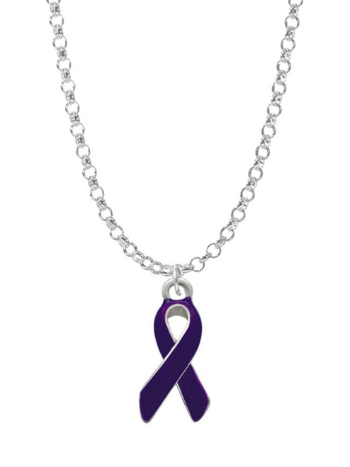 Purple Ribbon Charm Necklace
