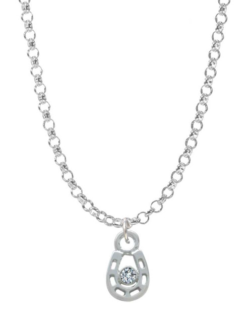 Mini Horseshoe with Clear Crystal Charm Necklace