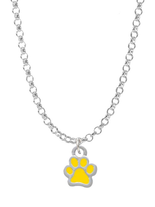 Mini Translucent Yellow Paw Charm Necklace
