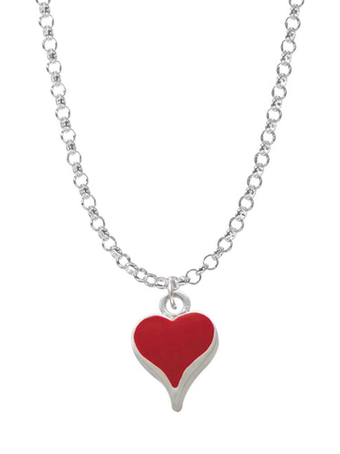 Small Long Red Heart Charm Necklace