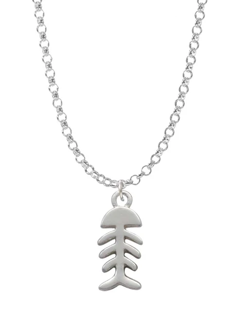 2-Sided Fish Bones Charm Necklace