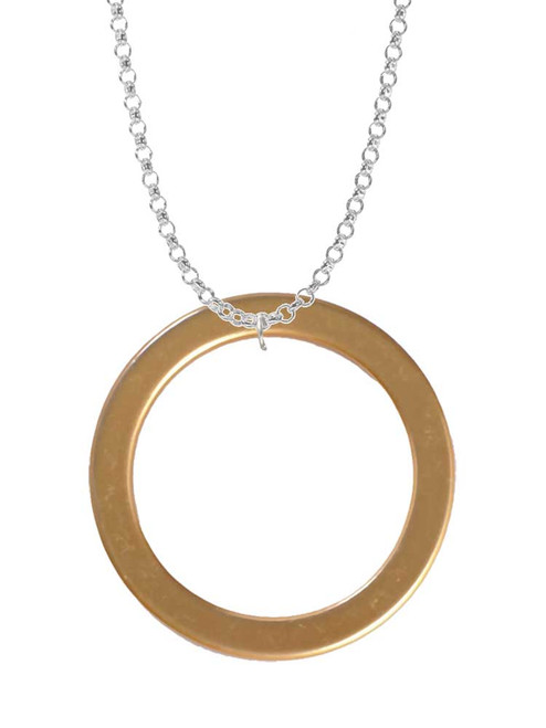 Acrylic 1 1/2" Ring Gold Tone Charm Necklace