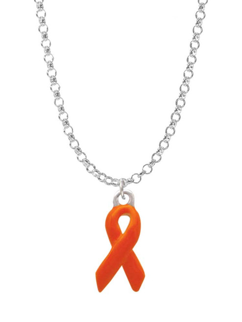 Orange Ribbon Charm Necklace