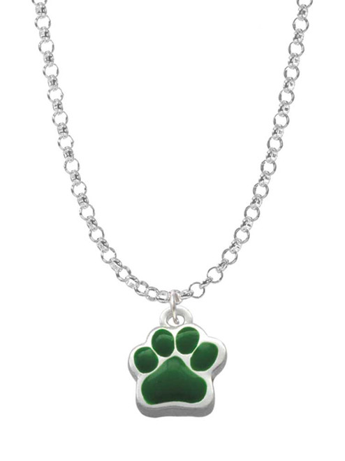 Small Green Paw Charm Necklace