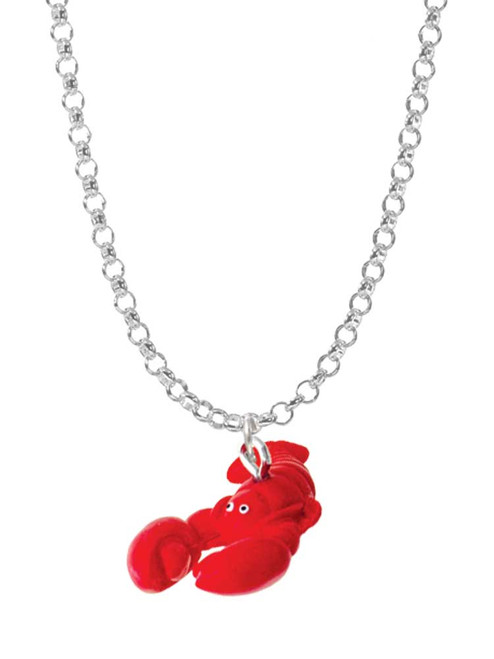 Resin Curved Red Lobster Charm Necklace