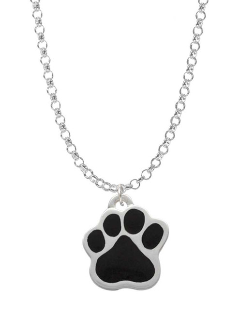 Large Black Paw Charm Necklace