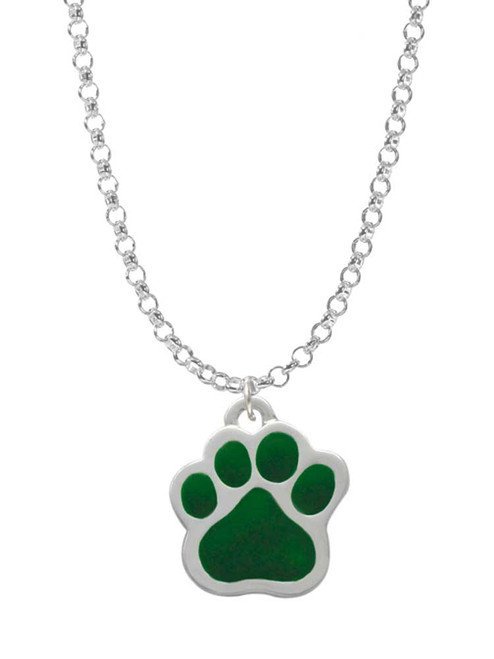 Large Green Paw Charm Necklace