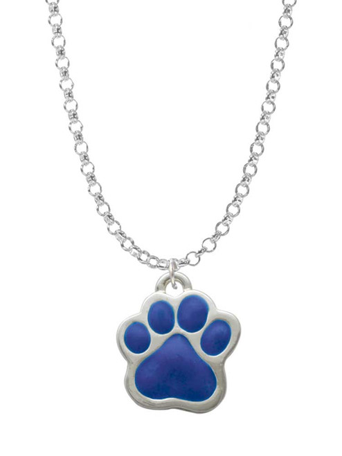 Large Royal Blue Paw Charm Necklace