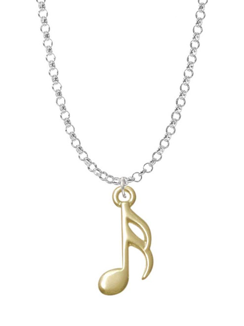 Gold Tone Sixteenth Note Charm Necklace
