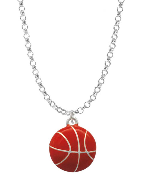 Large Enamel Basketball Charm Necklace