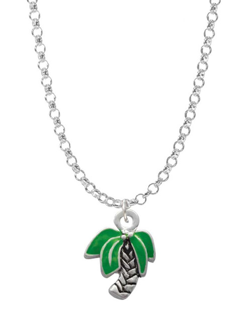 Mini Enamel Palm Tree Charm Necklace