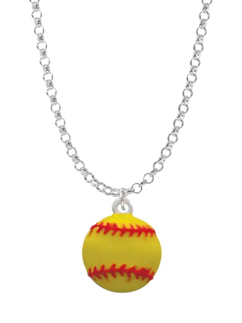 Large Optic Yellow Softball Charm Necklace