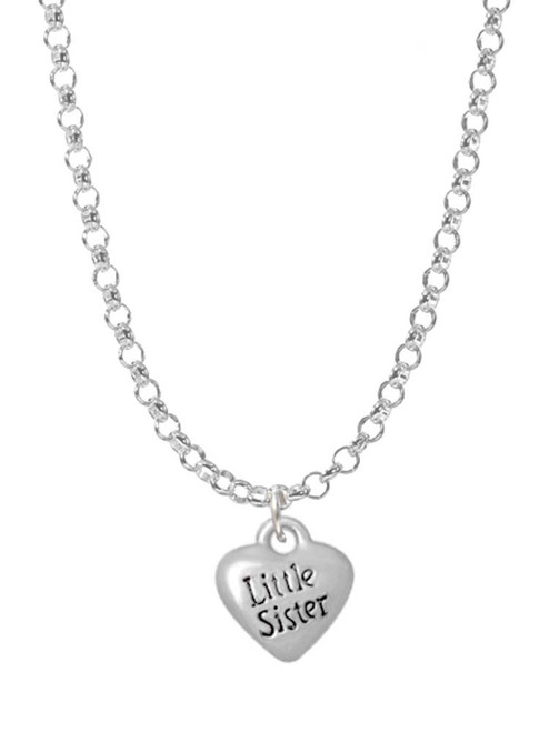 Mini 3-D ''Little Sister'' Heart Charm Necklace